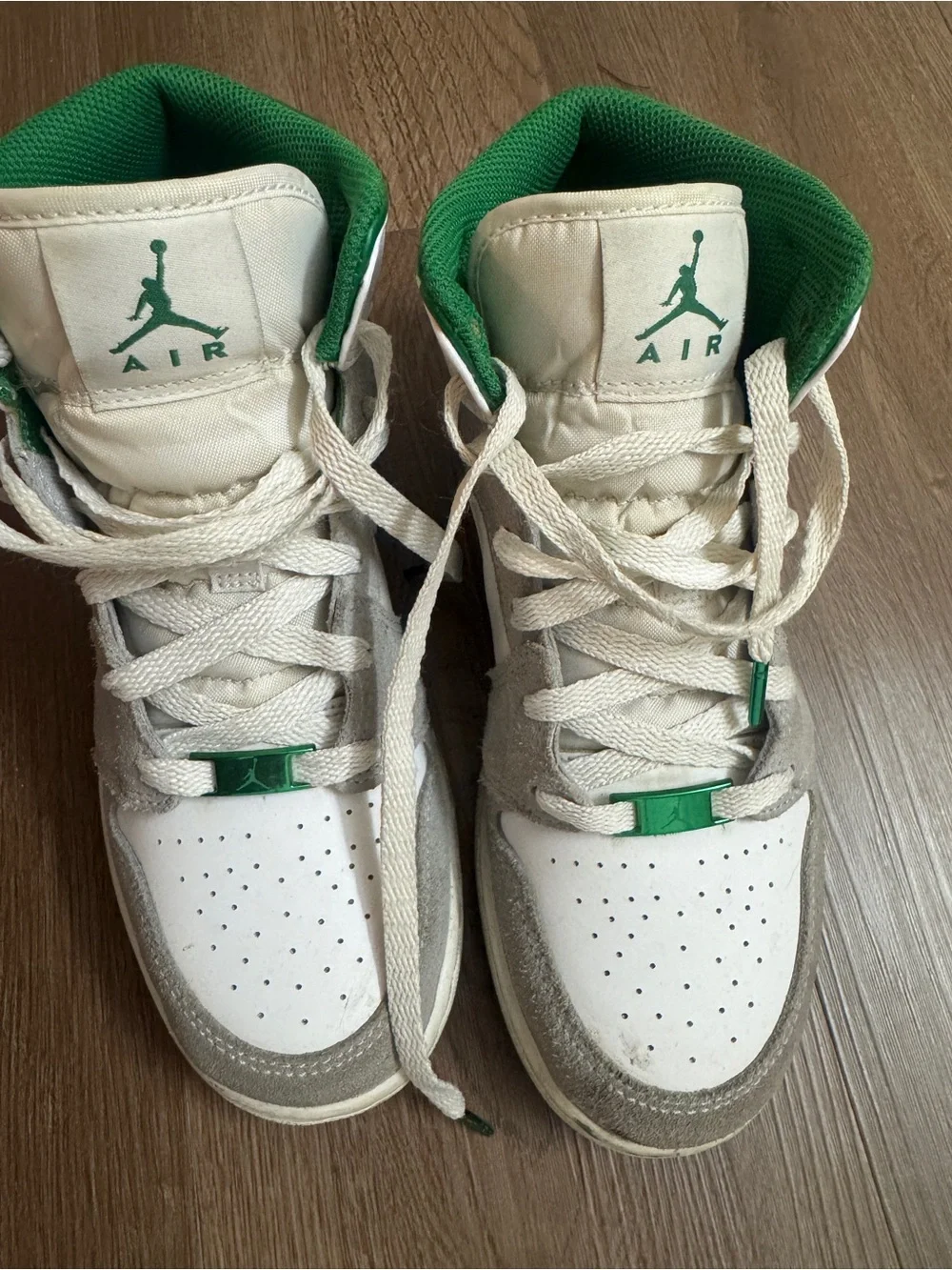 Air Jordan 1 Mid - Green/Grey - Youth Size 6.5